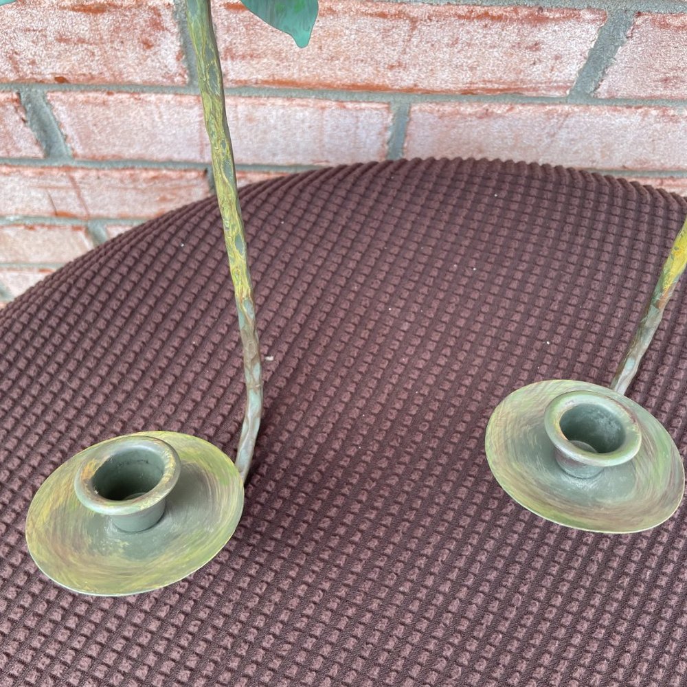 Vintage Green Leaf Candle Holders - Picture 8 of 12